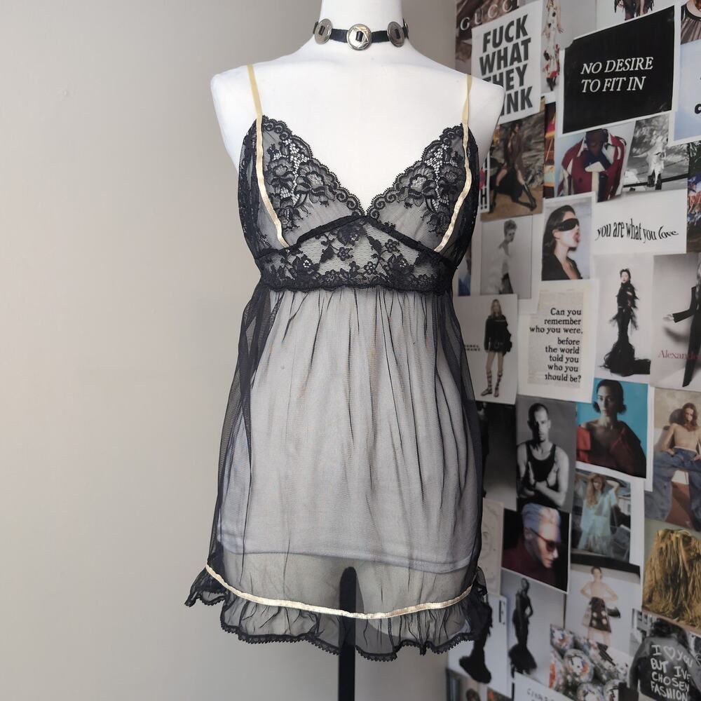 Sheer Lace Trim Babydoll Chemise